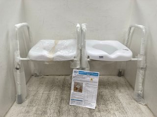 2 X NRS HEALTHCARE LITE TOILET FRAME SEATS IN WHITE: LOCATION - D 8