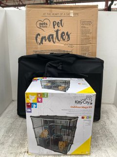 3 X ASSORTED PET ITEMS TO INCLUDE KITTY CITY OUTDOOR MEGA KIT FOR CATS: LOCATION - D 8