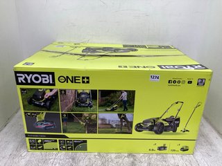 RYOBI 18V ONE+ CORDLESS LAWNMOWER & GRASS TRIMMER - MODEL RLM1833BL - RRP £219.99: LOCATION - D 9