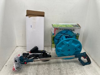 3 X ASSORTED GARDEN ITEMS TO INCLUDE BATTERY POWERED ELECTRIC MOWER: LOCATION - D 9