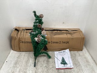 CHRISTMAS TREE WITH PINE CONES - SIZE: 2.1M HEIGHT: LOCATION - D 10