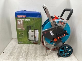 GARDENA HOSE REEL TO INCLUDE FAITHFULL QUALITY TOOLS KNAPSACK SPRAYER(16 LITRES): LOCATION - D 10