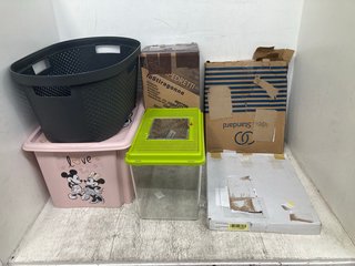 QTY OF ASSORTED HOUSEHOLD ITEMS TO INCLUDE CURVER INFINITY LAUNDRY BASKET IN GREY: LOCATION - WA8