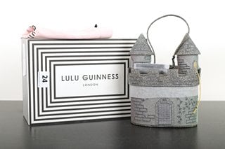LULU GUINNESS LONDON SILVER CASTLE COLLECTABLE CLUTCH BAG - RRP £345: LOCATION - BOOTH