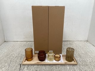 3 X BLOOMINGVILLE ELVINA VOTIVE CANDLE TRAYS IN BROWN - COMBINED RRP £120: LOCATION - A14