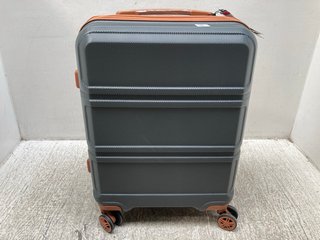 KONO 4-WHEEL HARD-SHELL CABIN SUITCASE IN GREY/BROWN: LOCATION - B8