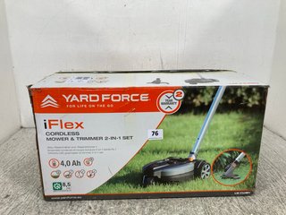 YARDFORCE 4.0AH I FLEX 2-IN-1 CORDLESS MOWER & TRIMMER SET: LOCATION - WA3