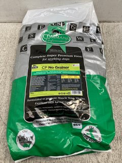 15KG BAG OF CSJ COMMAND PERFORMANCE NO GRAINER COMPLETE FEED FOR ADULT/WORKING DOGS BBE: 07/03/2025: LOCATION - C 13