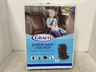 GRACO JUNIOR MAXI I-SIZE R129 HIGH BACK BOOSTER CAR SEAT IN BLACK/GREY: LOCATION - WA4