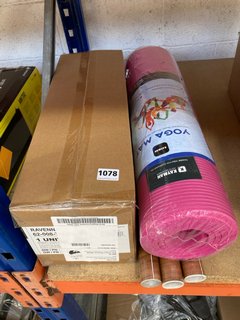QTY OF ASSORTED ITEMS TO INCLUDE KAYMAN YOGA MAT IN PINK: LOCATION - BR4