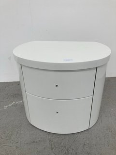 VICKY ROUND FRONTED NIGHTSTAND WITH 2 DRAWERS IN WHITE GLOSS - RRP £269: LOCATION - B1