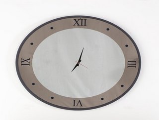 (COLLECTION ONLY) INDUS LARGE ROUND MIRRORED CLOCK WITH GREY EDGE - RRP £259: LOCATION - B2