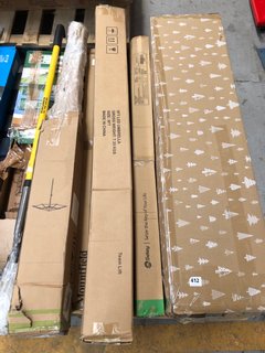 PALLET OF ASSORTED ITEMS TO INCLUDE WE CHRISTMAS 7 FOOT SCANDINAVIAN CHRISTMAS TREE IN GREEN: LOCATION - A5 (KERBSIDE PALLET DELIVERY)