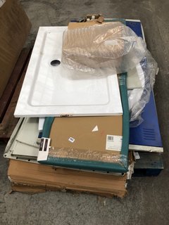 PALLET OF ASSORTED ITEMS TO INCLUDE 3 TALL DOOR LOCKERS IN BLUE: LOCATION - A8 (KERBSIDE PALLET DELIVERY)