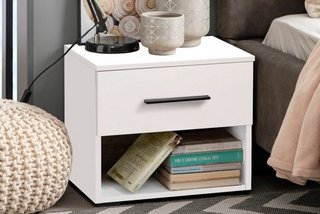 TOMY BEDSIDE TABLE WITH SINGLE DRAWER IN WHITE - RRP £199: LOCATION - B1