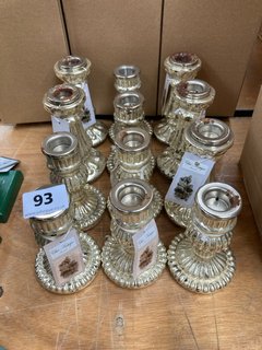 QTY OF CANDLESTICK HOLDERS IN MERCURY GLASS: LOCATION - BT3