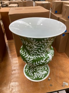 LARGE GREEN/WHITE PAINTED METAL PLANTER: LOCATION - BT3