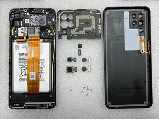 SAMSUNG GALAXY A12 SMARTPHONE IN BLACK: MODEL NO SM-A125F/DSN (UNIT ONLY, MAIN PCB REMOVED. FINAL IMAGE TO SHOW SCREEN TURNED ON PRIOR TO BEING REMOVED FROM PHONE ONLY (SPARES & REPAIRS)) [JPTM117395