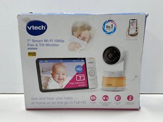 VTECH 7' SMART WIFI 1080P PAN AND TILT BABY MONITOR IN WHITE: MODEL NO RM7767HD (WITH BOX AND ACCESSORIES) [JPTM117360]