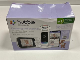 HUBBLE NURSERY PAL ESSENTIAL SMART VIDEO WITH NIGHT LIGHT BABY MONITOR (ORIGINAL RRP - £90) IN WHITE. (WITH BOX, CAMERA, MONITOR & TO AC ADAPTERS) [JPTM117332]