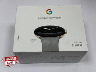 GOOGLE PIXEL WATCH SMARTWATCH IN CHAMPAGNE GOLD/OBSIDIAN BAND: MODEL NO GQF4C (WITH BOX & CHARGER CABLE) [JPTM117432]