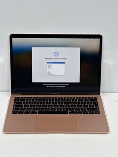 APPLE MACBOOK AIR 128 GB LAPTOP IN GOLD: MODEL NO A1932 (UNIT ONLY). 1.6 GHZ INTEL CORE I5, 8 GB RAM, 13.3" SCREEN, INTEL UHD GRAPHICS 617 [JPTM116434]