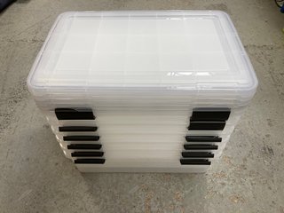 MULTIPACK OF LARGE PLASTIC STORAGE BOXES WITH LIDS: LOCATION - D6