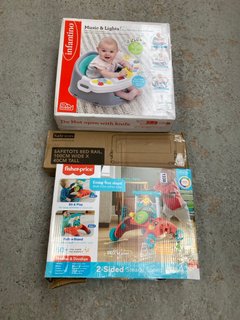 3 X ASSORTED CHILDRENS ITEMS TO INCLUDE FISHER PRICE 2 SIDED STEADY SPEED WALKER: LOCATION - D6