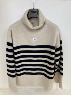 JIGSAW WOOL MARINERE JUMPERIN NAVY/CREAM SIZE: S RRP - £145: LOCATION - WHITE BOOTH
