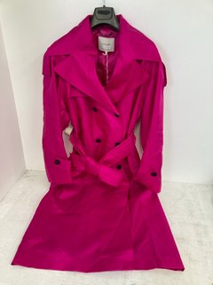 JIGSAW SILK TRENCH COAT IN HOT PINK SIZE: S RRP - £595: LOCATION - WHITE BOOTH