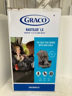 GRACO NAUTILUS LX GROUP 1/2/3 CHILDRENS CAR SEAT RRP - £109: LOCATION - WHITE BOOTH