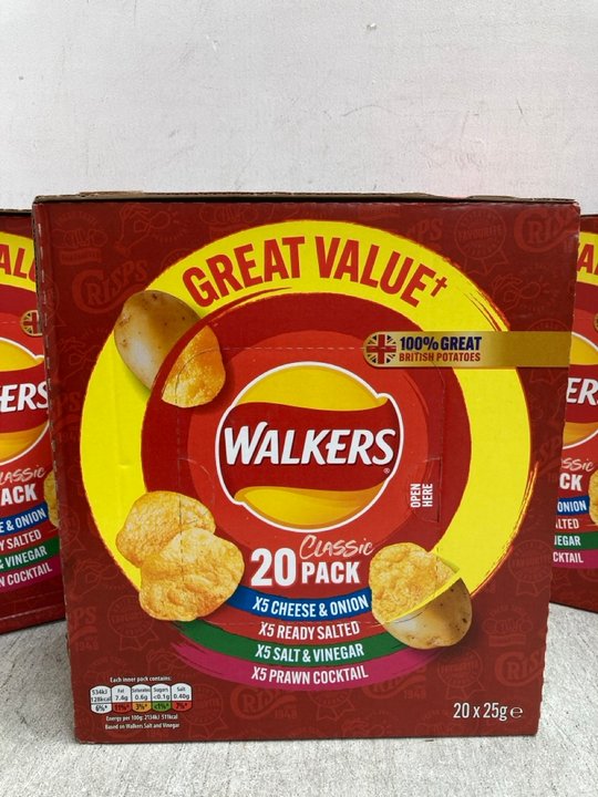 John Pye Auctions 3 X BOXES OF 20 WALKERS CLASSIC VARIETY CRISPS