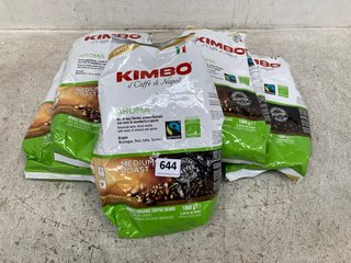 6 X PACKS OF KIMBO AROMA 1000G MEDIUM ROAST COFFEE BEANS - BBE 6/8/24: LOCATION - B12