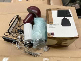 4 X ASSORTED ITEMS TO INCLUDE JOHN LEWIS & PARTNERS LUPIN TABLE LAMP 3 STAGE TOUCH CONTROL: LOCATION - AR 3