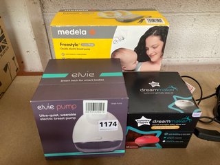 3 X ASSORTED BABY ITEM TO INCLUDE MEDELA FREESTYLE DOUBLE ELECTRIC BREAST PUMP TO INCLUDE ELVIE SINGLE BREAST PUMP: LOCATION - AR 6