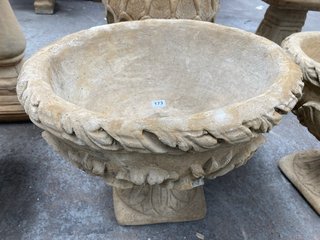 (COLLECTION ONLY) NATURAL STONE CHALICE STYLE LARGE GARDEN PLANTER IN ORNATE DESIGN: LOCATION - B5