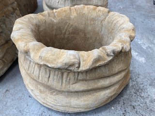 (COLLECTION ONLY) NATURAL STONE GARDEN PLANTER IN SACK DESIGN: LOCATION - B5