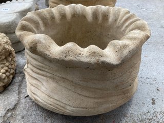 NATURAL STONE SMALL GARDEN PLANTER IN SACK DESIGN: LOCATION - B5