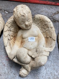 NATURAL STONE CHERUB ANGEL WALL HANGING GARDEN ORNAMENT: LOCATION - B5