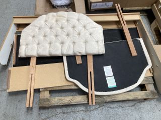 QTY OF ASSORTED JOHN LEWIS & PARTNERS BED FRAME COMPONENTS TO INCLUDE SINGLE UPHOLSTERED HEADBOARD IN NATURAL FABRIC: LOCATION - A4