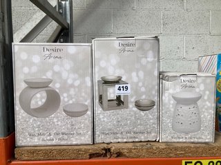 3 X DESIRE AROMA ITEMS TO INCLUDE WAX MELT & OIL WARMER AND WAX MELT & OIL WARMER SET: LOCATION - AR 12