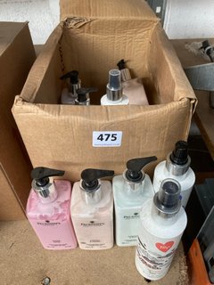 (COLLECTION ONLY) BOX OF ASSORTED ITEMS TO INCLUDE QTY OF PECKSNIFFS MOISTURISING HAND & BODY LOTION IN VARIOUS FRAGRANCES TO INCLUDE APRICOT & JOJOBA 300ML: LOCATION - AR 13