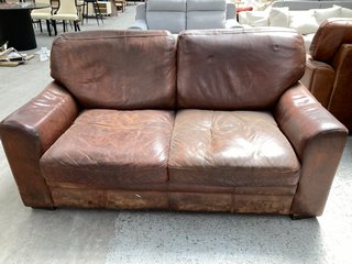 2 SEATER LEATHER SOFA IN TAN: LOCATION - A5