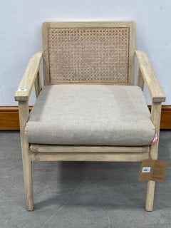 NKUKU ATRI MANGO WOOD & CANE OCCASIONAL CHAIR IN NATURAL - RRP £650: LOCATION - B2