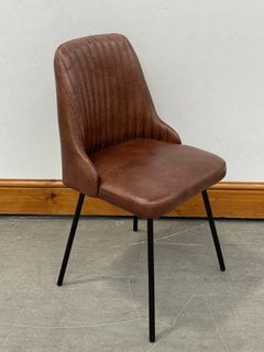 NKUKU HARSHA LEATHER DINING CHAIR IN TAN - RRP £325: LOCATION - B3