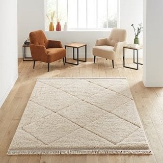 LA REDOUTE TONIA FRINGED BERBER-STYLE RUG. SIZE: 200X250CM. RRP - £280: LOCATION - D6