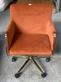 OFFICE CHAIR IN SUNBURN ORANGE AND BRASS: LOCATION - C2