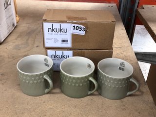 NKUKU 2 X SET OF 2 ELA MUGS IN SAGE GREEN: LOCATION - BR