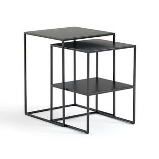 LA REDOUTE SET OF 2 HIBA STEEL NESTING SIDE TABLES. RRP - £225: LOCATION - DR