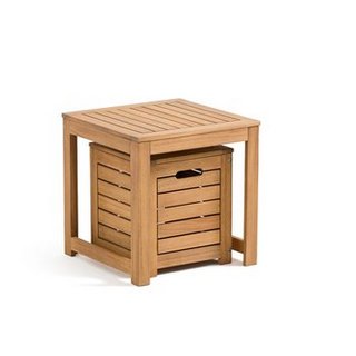 LA REDOUTE GARDEN ACACIA STOOL AND STORAGE CHEST. RRP - £180: LOCATION - DR